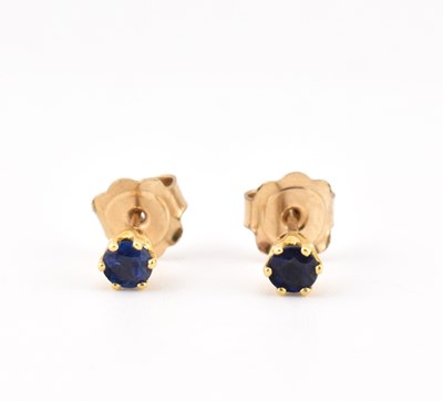 Lot 37 - PAIR OF HALLMARKED 18CT GOLD & SAPPHIRE STUD EARRINGS