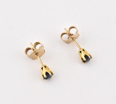 Lot 37 - PAIR OF HALLMARKED 18CT GOLD & SAPPHIRE STUD EARRINGS