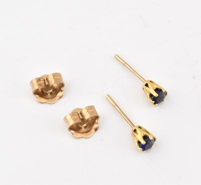 Lot 37 - PAIR OF HALLMARKED 18CT GOLD & SAPPHIRE STUD EARRINGS