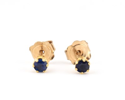Lot 37 - PAIR OF HALLMARKED 18CT GOLD & SAPPHIRE STUD EARRINGS