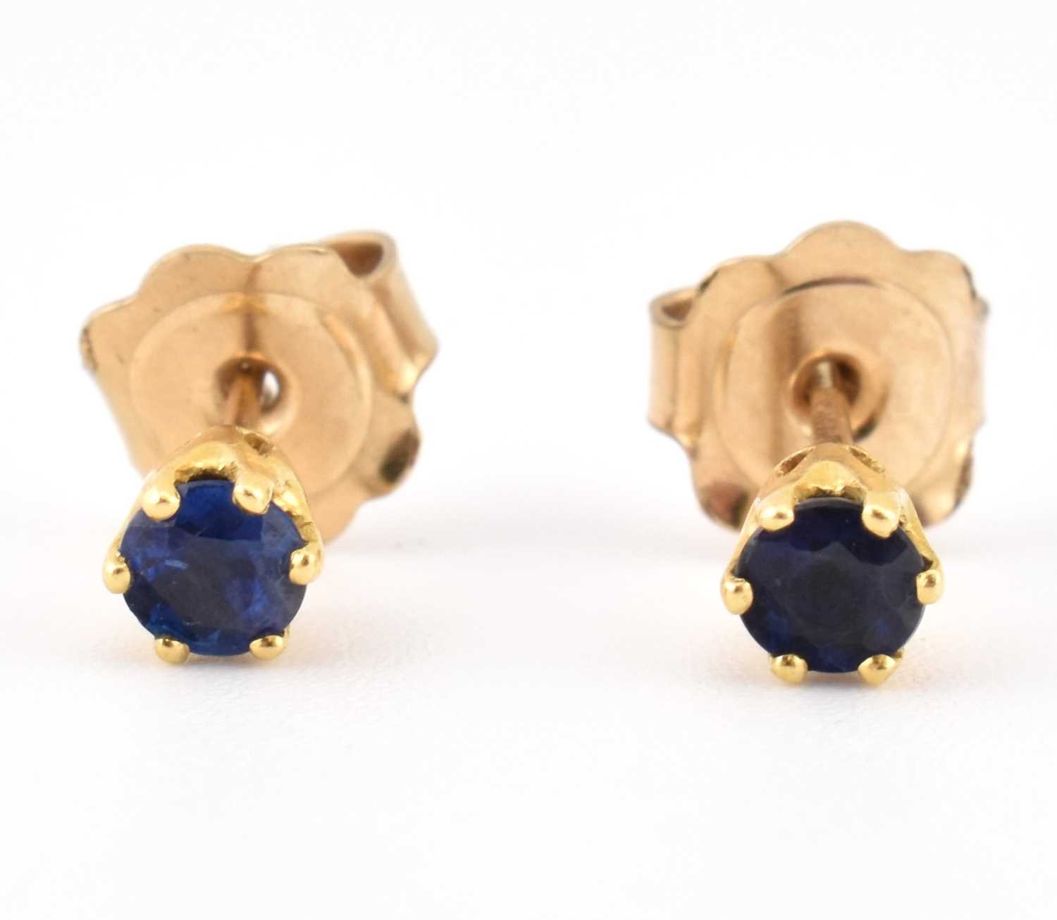 Lot 37 - PAIR OF HALLMARKED 18CT GOLD & SAPPHIRE STUD EARRINGS