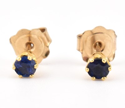 Lot 37 - PAIR OF HALLMARKED 18CT GOLD & SAPPHIRE STUD EARRINGS