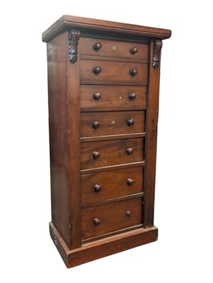 Lot 755 - VICTORIAN 19TH CENTURY MAHOGANY WELLINGTON CHEST OF DRAWERS