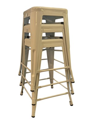 Lot 614 - BUSCHMAN - SET OF THREE LATE 20TH CENTURY WHITE METAL STACKING STOOLS