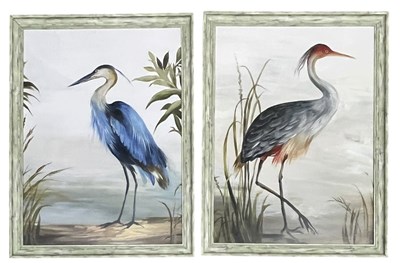 Lot 409 - LARGE PAIR OF MODERN INTERIOR HERON PRINTS