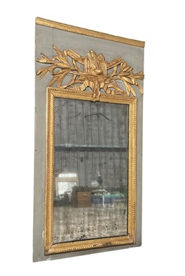 Lot 54 - 18TH CENTURY FRENCH-STYLE GREY AND GILT TRUMEAU MIRROR