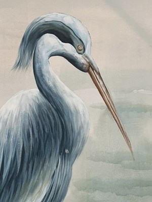 Lot 269 - LARGE MODERN INTERIOR BLUE HERON CANVAS PRINT