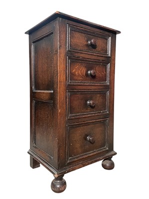 Lot 545 - 19TH CENTURY CARVED OAK PEDESTAL CHEST OF DRAWERS