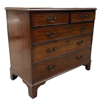 Lot 475 - 19TH CENTURY MAHOGANY & LINE INLAID CHEST OF DRAWERS