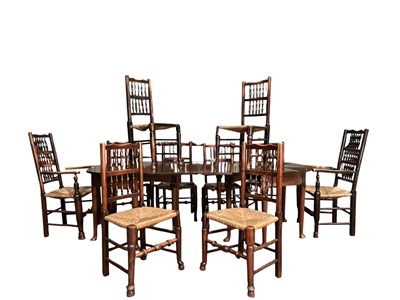 Lot 325 - 19TH CENTURY MAHOGANY D-END DINING TABLE & SET OF 10 CHAIRS