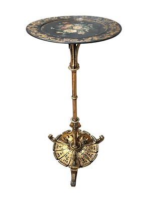 Lot 264 - JENNENS & BETTRIDGE - 19TH CENTURY GILT PARCEL EBONISED PAPIER MACHE OCCASIONAL TABLE