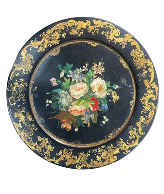 Lot 264 - JENNENS & BETTRIDGE - 19TH CENTURY GILT PARCEL EBONISED PAPIER MACHE OCCASIONAL TABLE