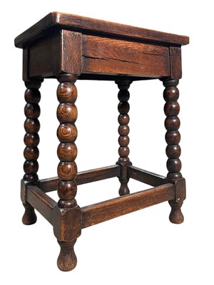 Lot 417 - 18TH CENTURY NORTH COUNTRY OAK & ELM WOOD JOINT BOBBIN STOOL