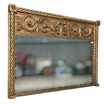 Lot 345 - 19TH CENTURY GILT WOOD & GESSO WORKED OVERMANTEL WALL MIRROR