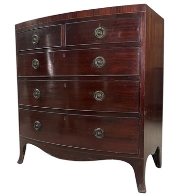 Lot 375 - GEORGE III 19TH CENTURY MAHOGANY BOW FRONT CHEST OF DRAWERS