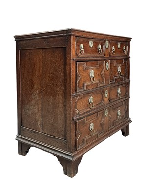 Lot 262 - 17TH CENTURY JACOBEAN OAK WOOD BLOCK-FRONTED CHEST OF DRAWERS