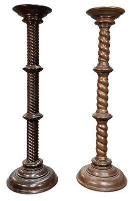 Lot 546 - MATCHED PAIR OF VICTORIAN 19TH CENTURY MAHOGANY TORCHERES
