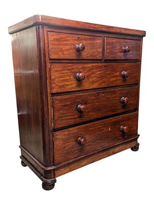 Lot 945 - 19TH CENTURY VICTORIAN FLAME MAHOGANY CHEST OF DRAWERS