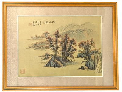 Lot 162 - YE DONGXU - 20TH CENTURY CHINESE INK & COLOUR PAINTING ON SILK 叶东旭 - 湖光山色