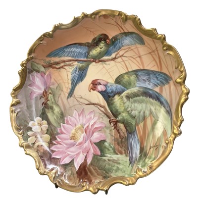 Lot 101 - LIMOGES, FRANCE - LATE 19TH CENTURY HAND PAINTED PORCELAIN WALL CHARGER BY DUBOIS
