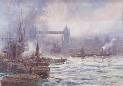Lot 393 - PERCY ROBERTSON (1868-1934) - TOWER BRIDGE, LONDON - WATERCOLOUR ON PAPER