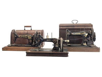 Lot 280 - SEWING MACHINES - COLLECTION OF 19TH CENTURY MANUAL METAL SEWING MACHINES