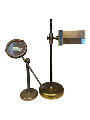 Lot 381 - SCIENTIFIC INSTRUMENTS - LATE 19TH CENTURY MICROSCOPE & PRISM ON STANDS