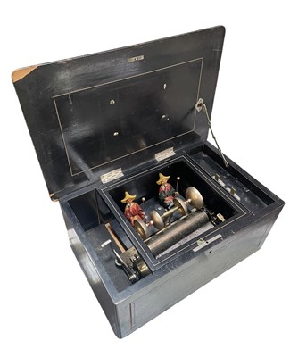 Lot 280 - SWISS 19TH CENTURY CIRCA 1885/95 CASED AUTOMATON FOUR-AIRS CYLINDER MUSIC BOX