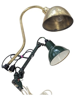 Lot 566 - MEK-ELEK - RETRO MID CENTURY GREEN PAINTED INDUSTRIAL LAMP W/ ANOTHER
