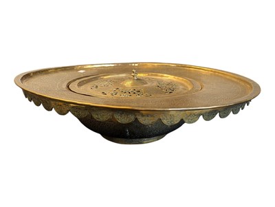 Lot 204 - 20TH CENTURY INDIAN BRASS BOWL WITH PIERCED LID
