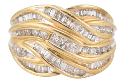 Lot 416 - HALLMARKED 9CT GOLD & DIAMOND KNOTT RING
