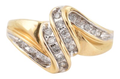 Lot 189 - HALLMARKED 9CT GOLD & DIAMOND SWIRL RING