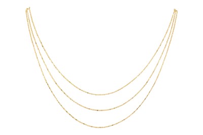 Lot 435 - HALLMARKED 9CT GOLD FANCY LINK MULTISTRAND NECKLACE