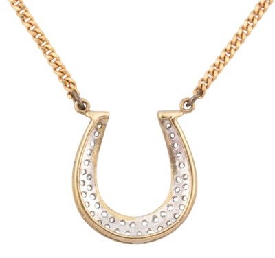 Lot 13 - HALLMARKED 9CT GOLD & DIAMOND HORSESHOE PENDANT NECKLACE
