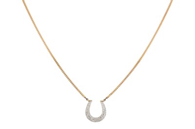 Lot 13 - HALLMARKED 9CT GOLD & DIAMOND HORSESHOE PENDANT NECKLACE