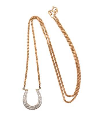 Lot 13 - HALLMARKED 9CT GOLD & DIAMOND HORSESHOE PENDANT NECKLACE