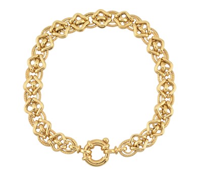 Lot 238 - HALLMARKED 9CT GOLD FANCY LINK CHAIN BRACELET