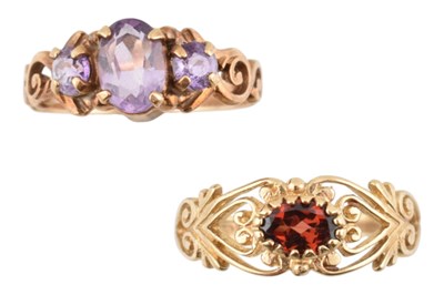 Lot 437 - TWO 9CT GOLD GEM SET RINGS