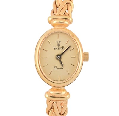 Lot 444 - HALLMARKED 14CT GOLD VICENCE WRISTWATCH