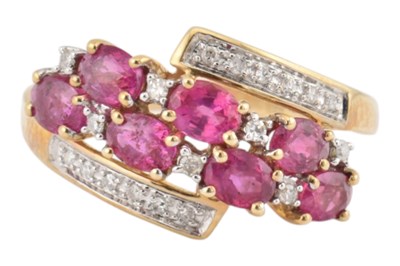 Lot 490 - HALLMARKED 9CT GOLD RUBY & DIAMOND RING