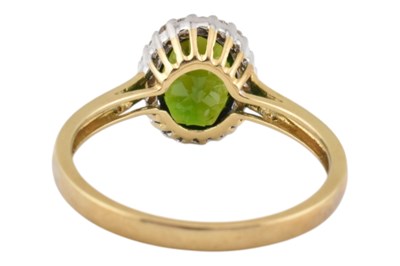 Lot 59 - HALLMARKED 9CT GOLD TOURMALINE & DIAMOND HALO RING