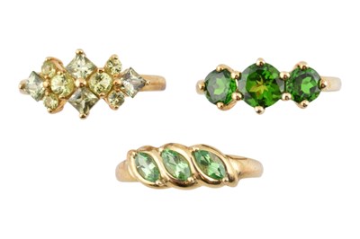 Lot 163 - THREE HALLMARKED 9CT GOLD GEM SET RINGS