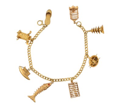 Lot 155 - 14CT GOLD CHARM BRACELET