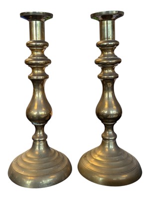 Lot 302 - PAIR LARGE VICTORIAN BRASS CANDLESTICKS