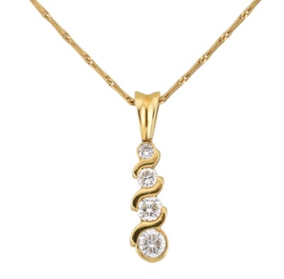 Lot 194 - HALLMARKED 18CT GOLD & DIAMOND PENDANT NECKLACE