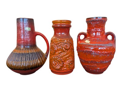 Lot 605 - CARSTENS TONNIESHOF - THREE MID CENTURY WEST GERMAN CERAMIC VASES