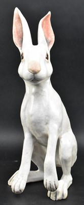 Lot 139 - BRIAN ANDREWS - RAKU GLAZED STUDIO POTTERY FIGURE OF A HARE