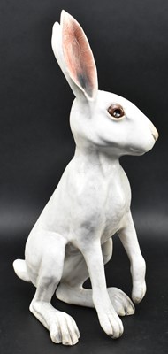 Lot 139 - BRIAN ANDREWS - RAKU GLAZED STUDIO POTTERY FIGURE OF A HARE