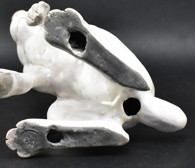 Lot 139 - BRIAN ANDREWS - RAKU GLAZED STUDIO POTTERY FIGURE OF A HARE