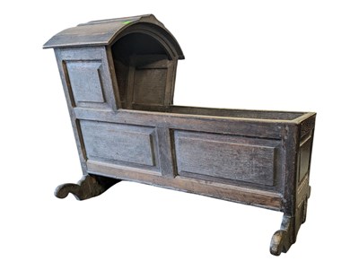 Lot 795 - 18TH CENTURY GEORGE III OAK CHILDS ROCKING COCK